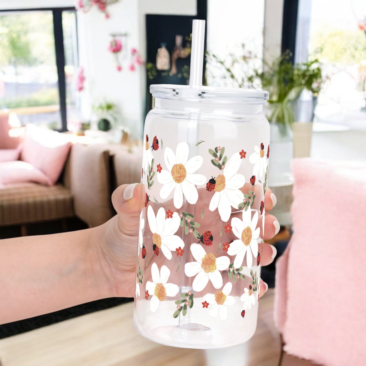 Daisy & Ladybug Cup with Lid and Straw