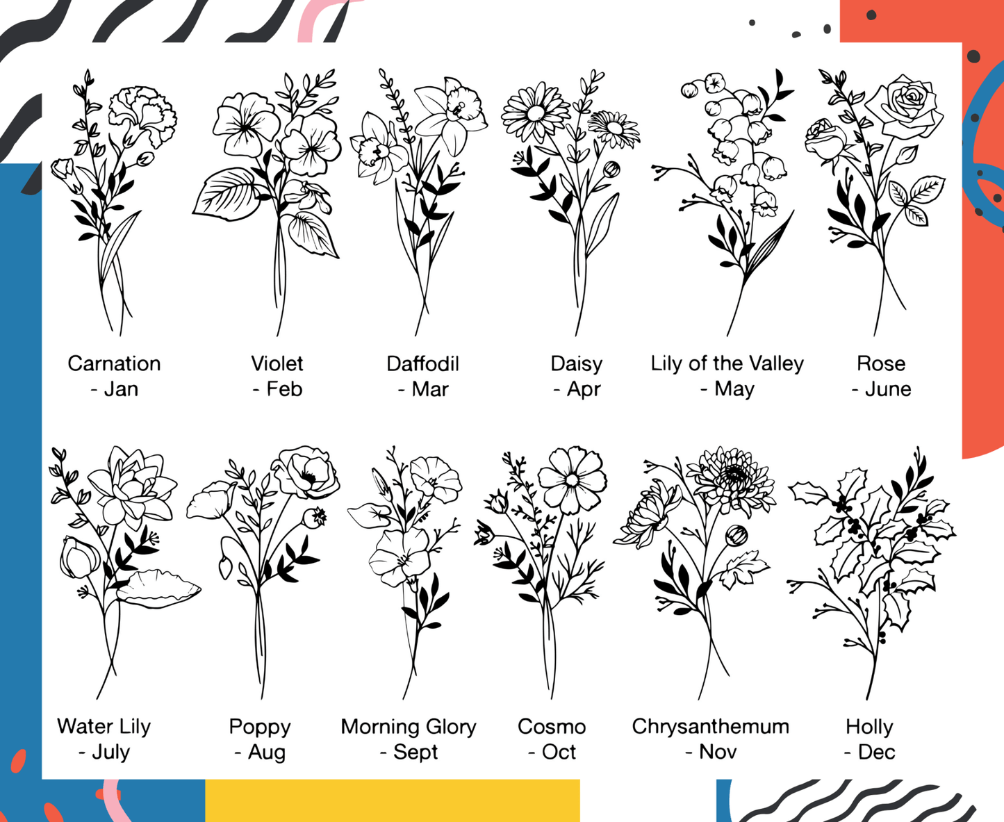 Personalized Birth Flower with Lid and Straw